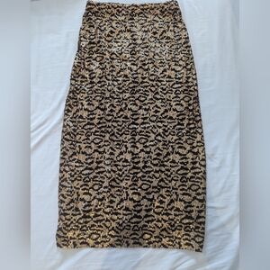 Leapard Print Midi Skirt